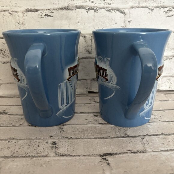 2009 Universal Studios Embossed Blue Ceramic Mug Lot Of 2 16oz - Picture 2 of 5